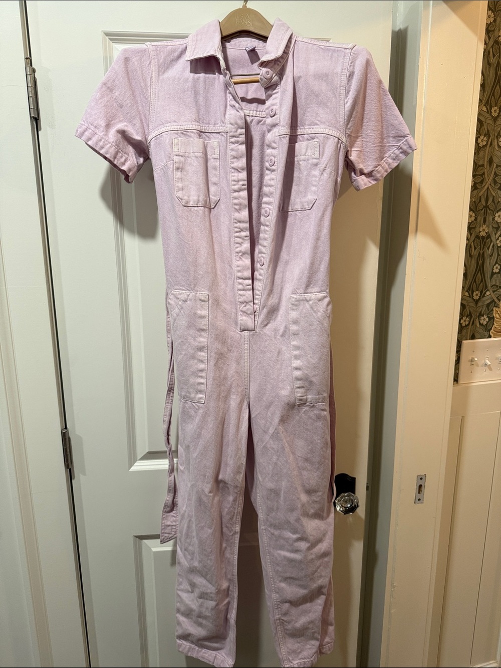 Old Navy Lavender Short-Sleeve Utility Jumpsuit